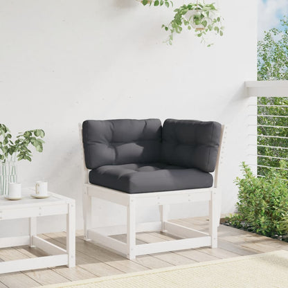 Garden Sofa Corner with Cushions White 73x73x78 cm Solid Wood Pine