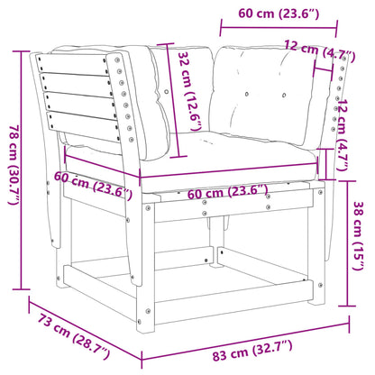 Garden Sofa Armrest with Cushions Solid Wood Douglas