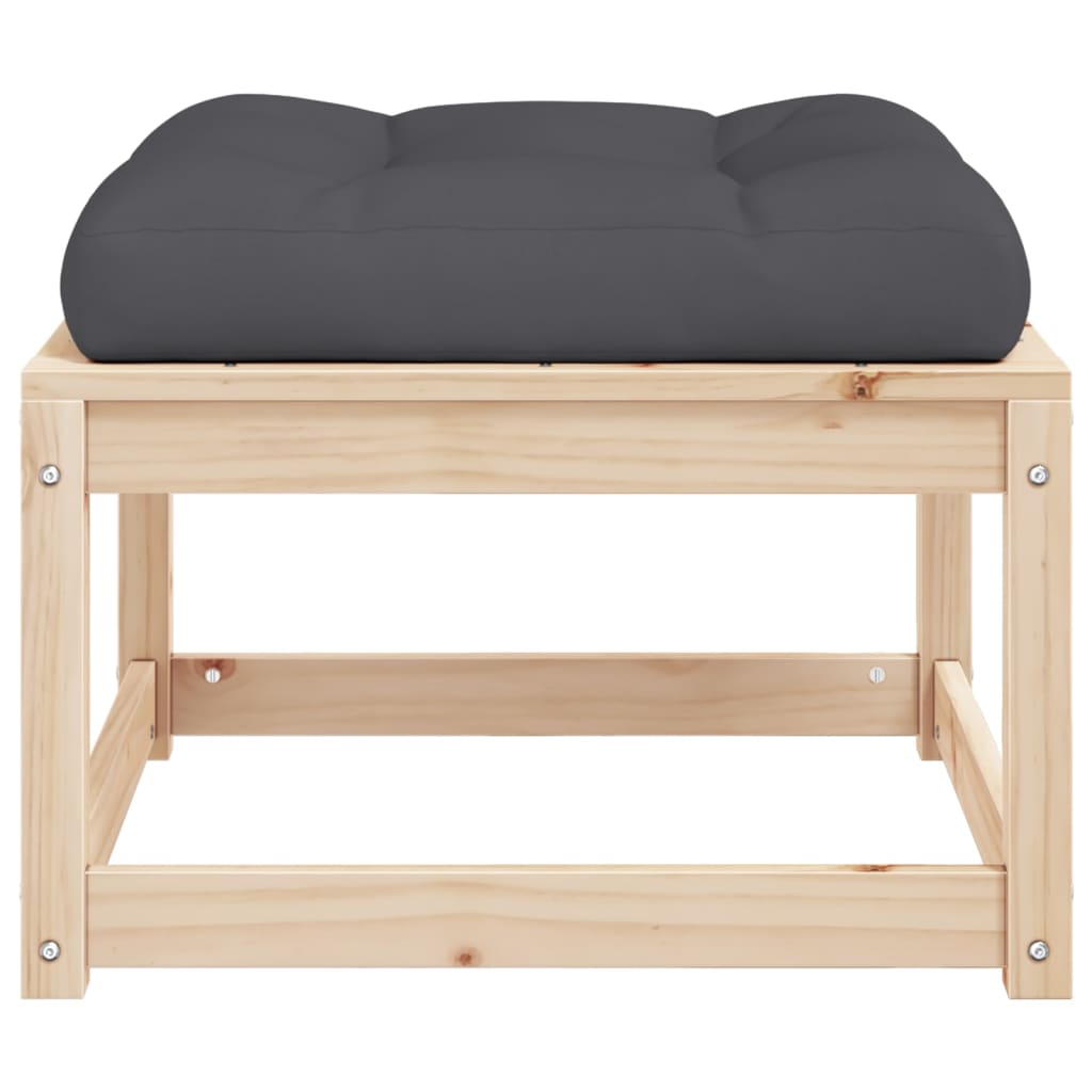 Garden Footstool with Cushions Solid Wood Pine