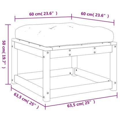 Garden Footstool with Cushions White Solid Wood Pine