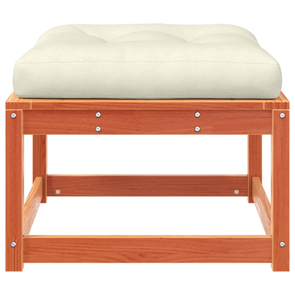 Garden Footstool with Cushions Wax Brown Solid Wood Pine