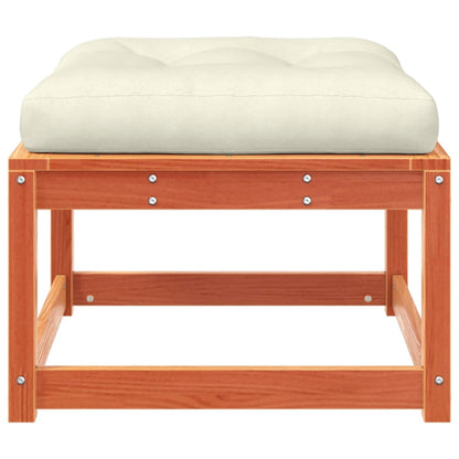 Garden Footstool with Cushions Wax Brown Solid Wood Pine