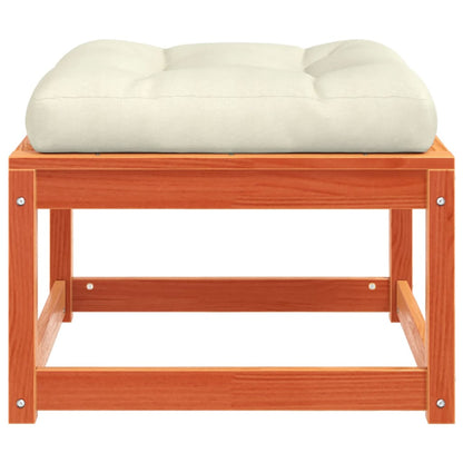 Garden Footstool with Cushions Wax Brown Solid Wood Pine