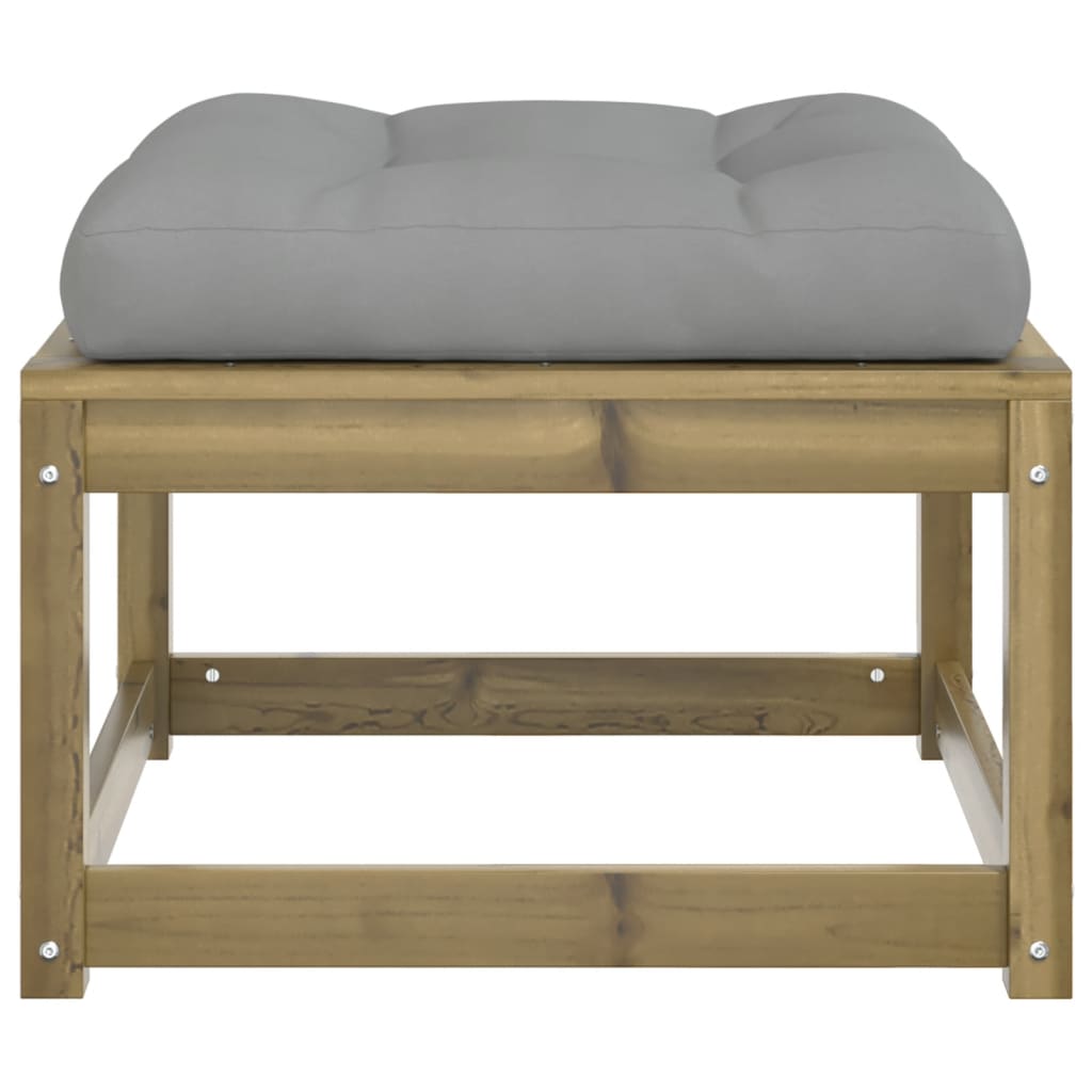 Garden Footstool with Cushions Impregnated Wood Pine