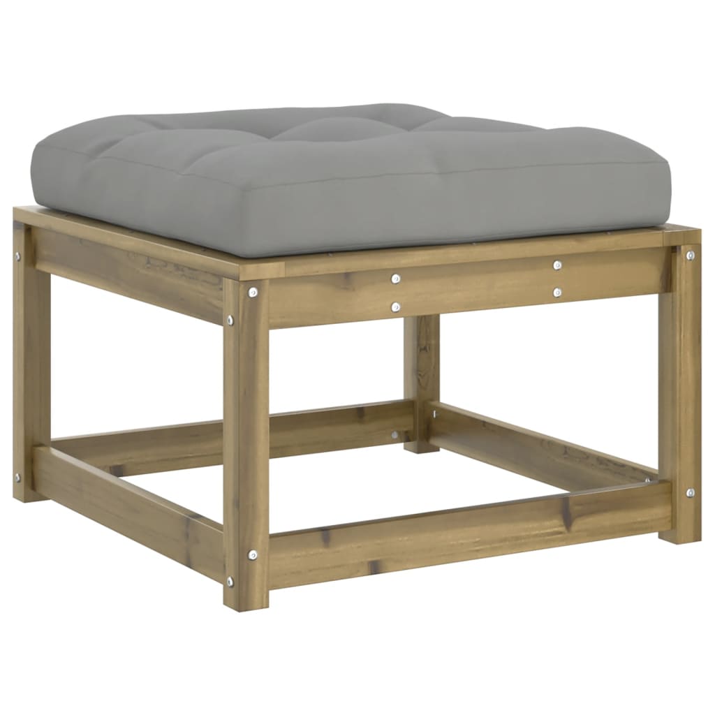 Garden Footstool with Cushions Impregnated Wood Pine