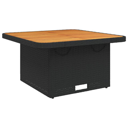 Garden Table Black 80x80x71 cm Poly Rattan and Acacia Wood