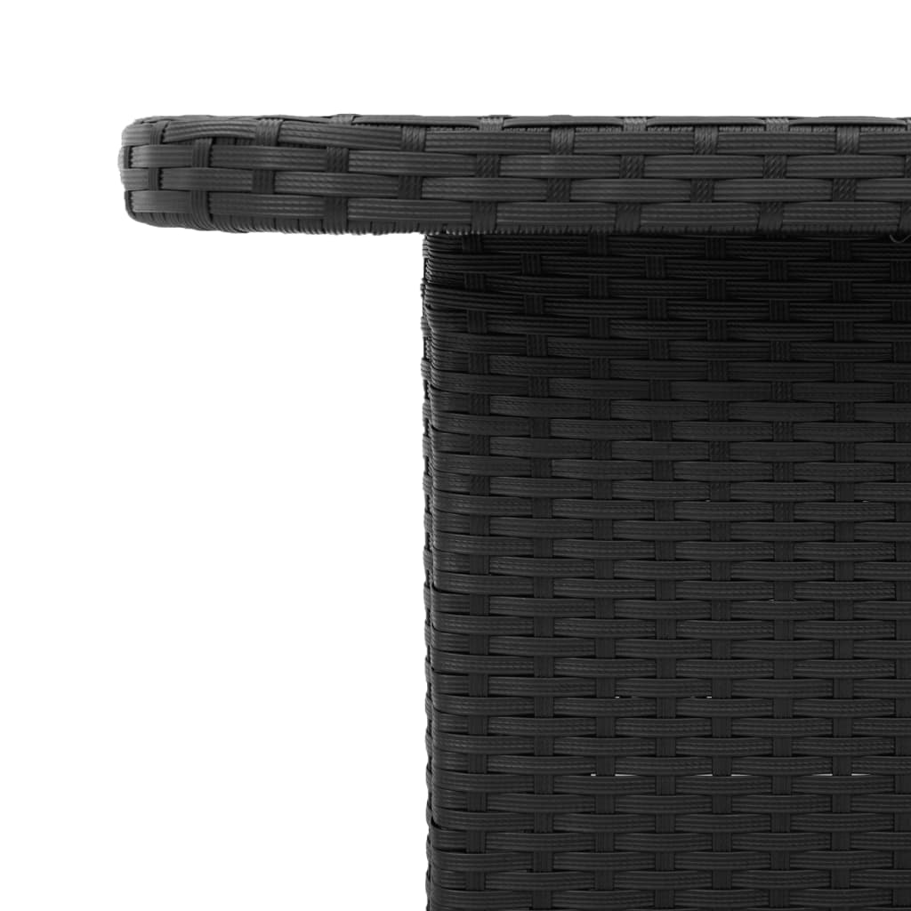 Garden Table Black 80x80x71 cm Poly Rattan and Acacia Wood