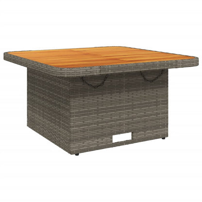 Garden Table Grey 80x80x71 cm Poly Rattan and Acacia Wood