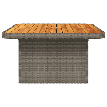 Garden Table Grey 80x80x71 cm Poly Rattan and Acacia Wood