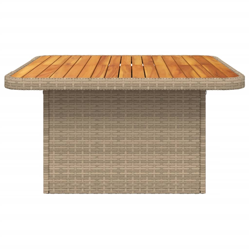 Garden Table Beige 80x80x71 cm Poly Rattan and Acacia Wood