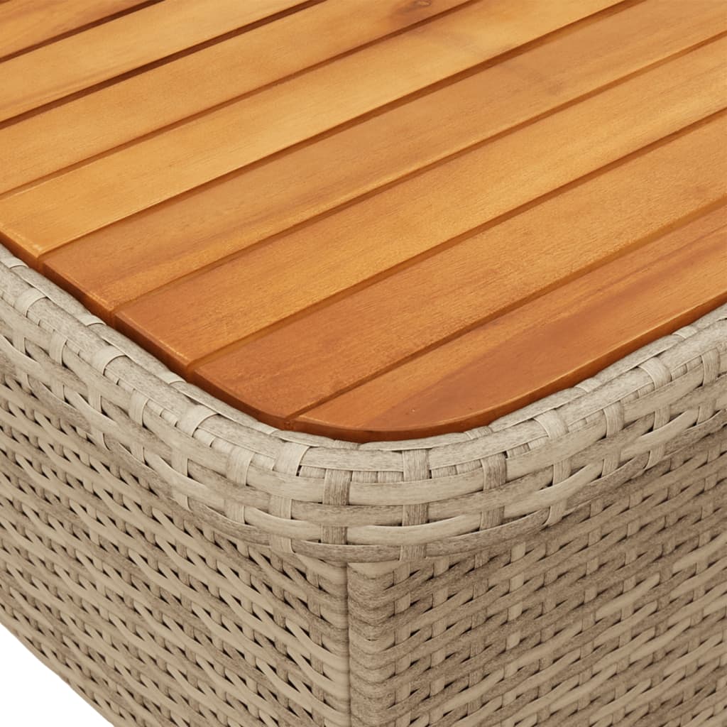 Garden Table Beige 80x80x71 cm Poly Rattan and Acacia Wood