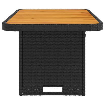 Garden Table Black 90x55x71 cm Poly Rattan and Acacia Wood