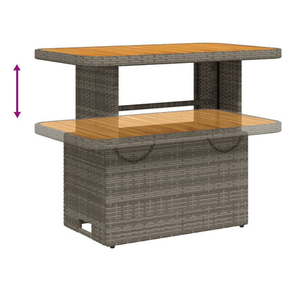 Garden Table Grey 90x55x71 cm Poly Rattan and Acacia Wood