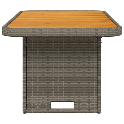 Garden Table Grey 90x55x71 cm Poly Rattan and Acacia Wood