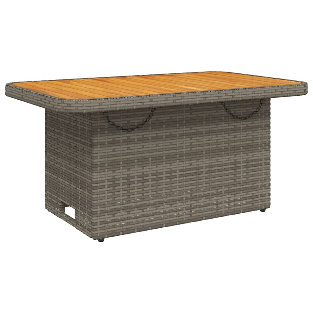 Garden Table Grey 90x55x71 cm Poly Rattan and Acacia Wood