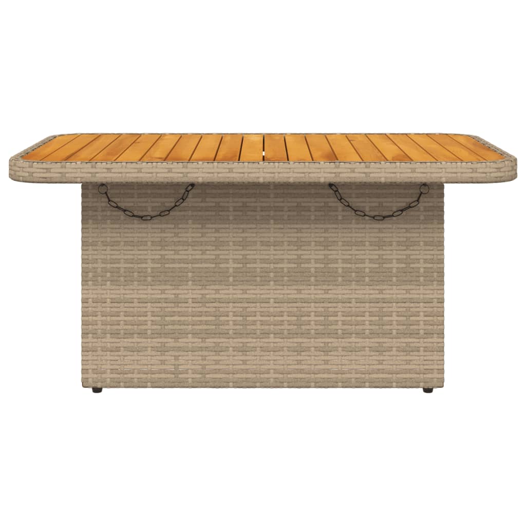 Garden Table Beige 90x55x71 cm Poly Rattan and Acacia Wood