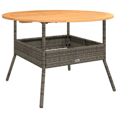 Garden Table with Acacia Wood Top Grey Ø110x71 cm Poly Rattan