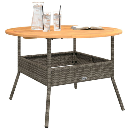 Garden Table with Acacia Wood Top Grey Ø110x71 cm Poly Rattan