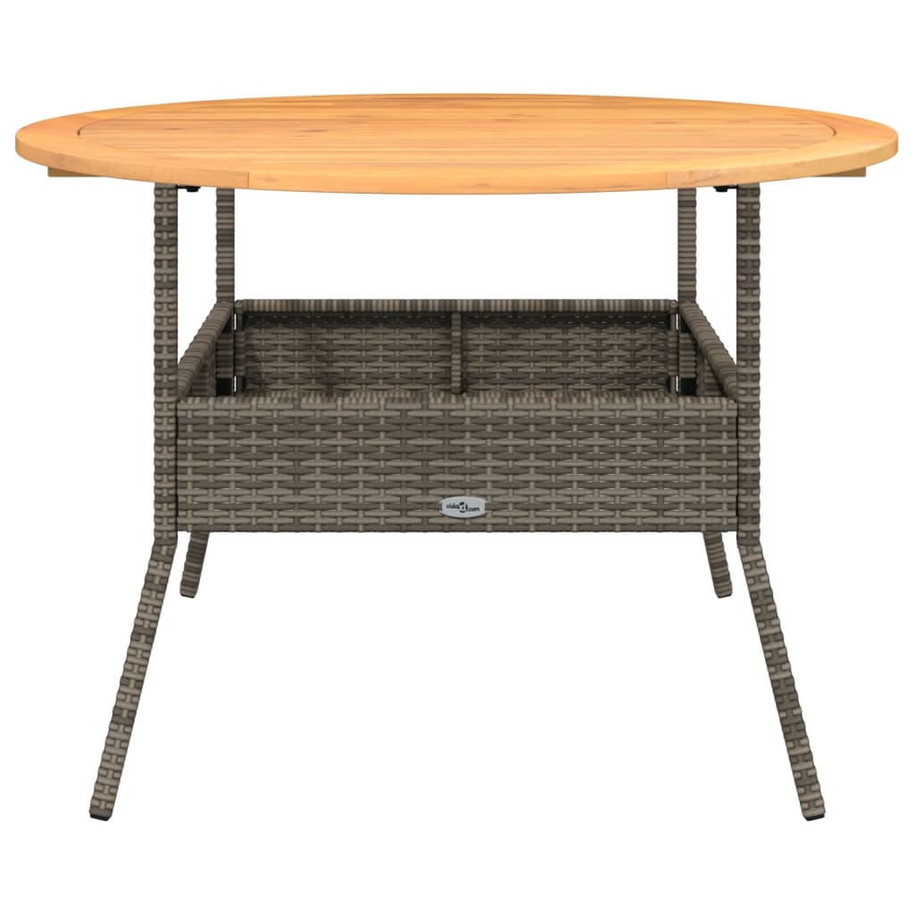 Garden Table with Acacia Wood Top Grey Ø110x71 cm Poly Rattan