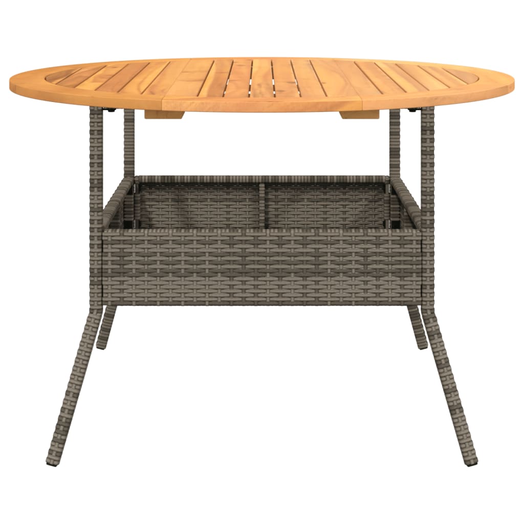 Garden Table with Acacia Wood Top Grey Ø110x71 cm Poly Rattan