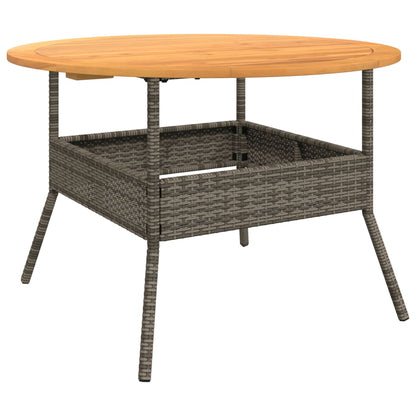 Garden Table with Acacia Wood Top Grey Ø110x71 cm Poly Rattan