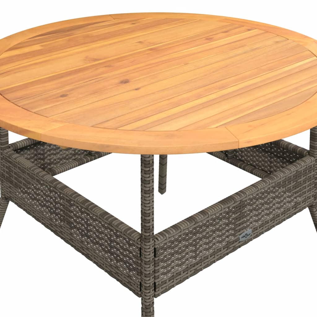 Garden Table with Acacia Wood Top Grey Ø110x71 cm Poly Rattan