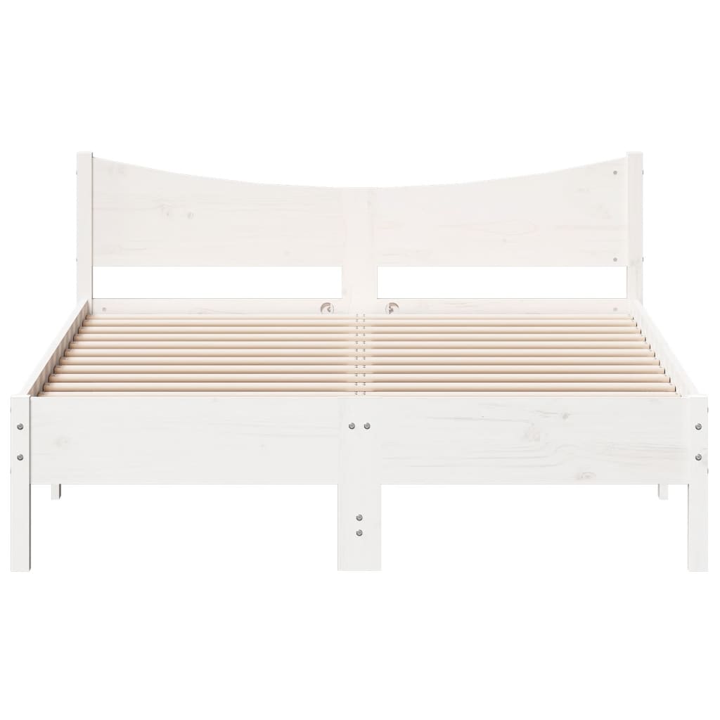 Bed Frame without Mattress White 140x190 cm Solid Wood Pine