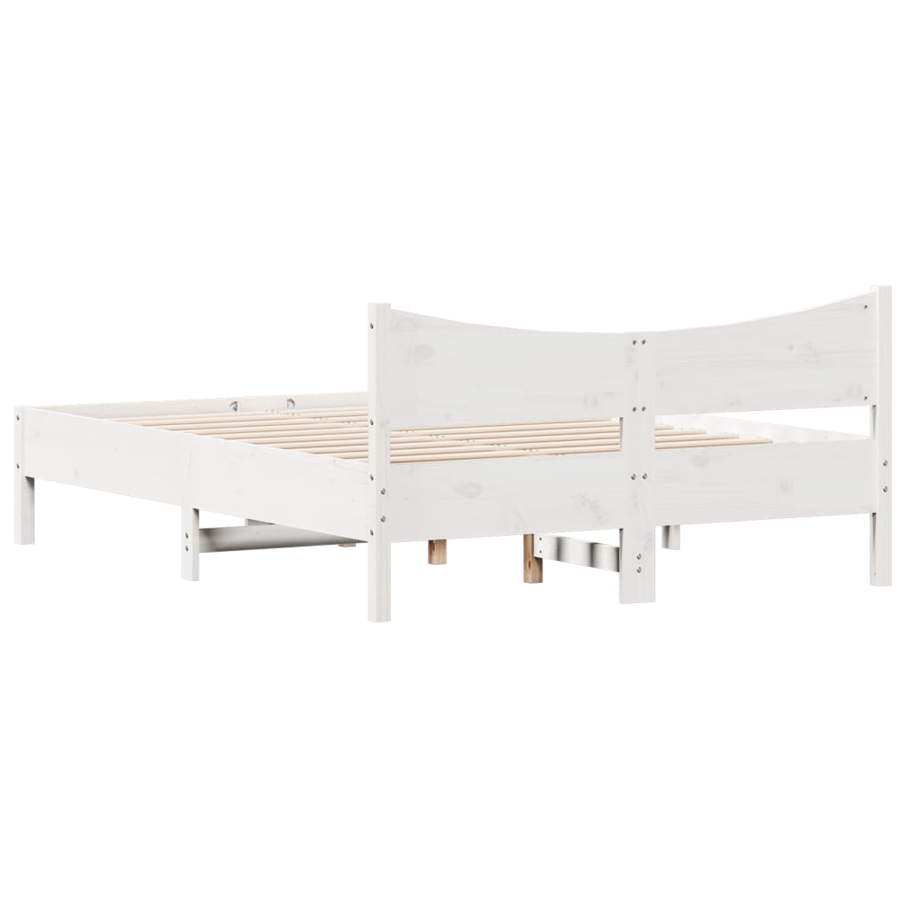 Bed Frame without Mattress White 140x190 cm Solid Wood Pine