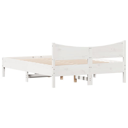 Bed Frame without Mattress White 140x190 cm Solid Wood Pine