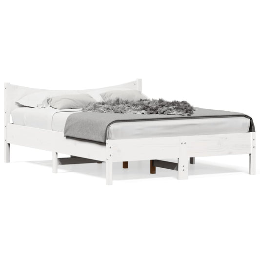 Bed Frame without Mattress White 140x190 cm Solid Wood Pine