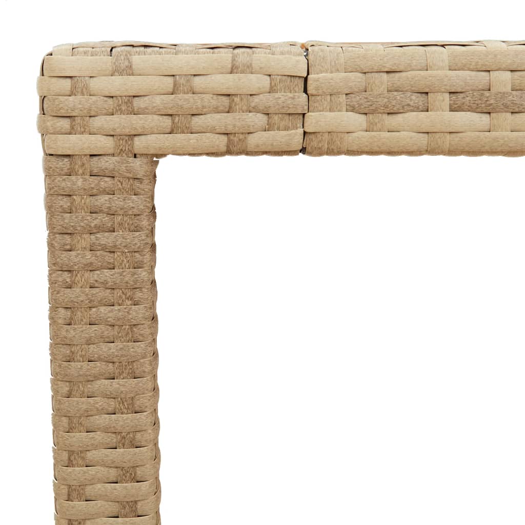 Garden Table Beige 90x90x75 cm Poly Rattan Acacia Wood