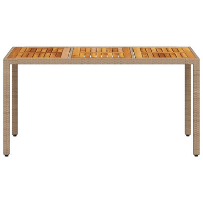 Garden Table Beige 150x90x75 cm Poly Rattan Acacia Wood