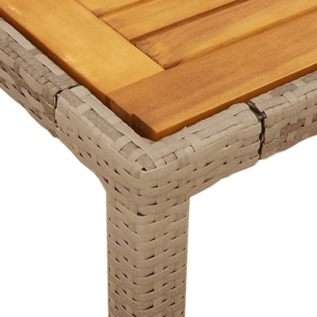 Garden Table Beige 150x90x75 cm Poly Rattan Acacia Wood