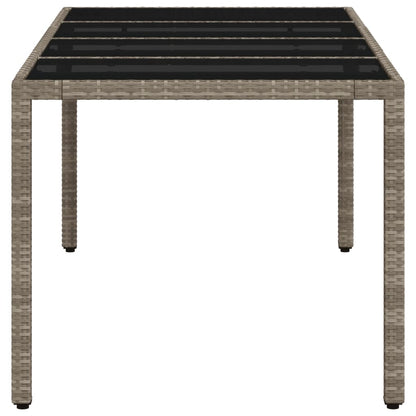 Garden Table with Glass Top Light Grey 190x90x75 cm Poly Rattan