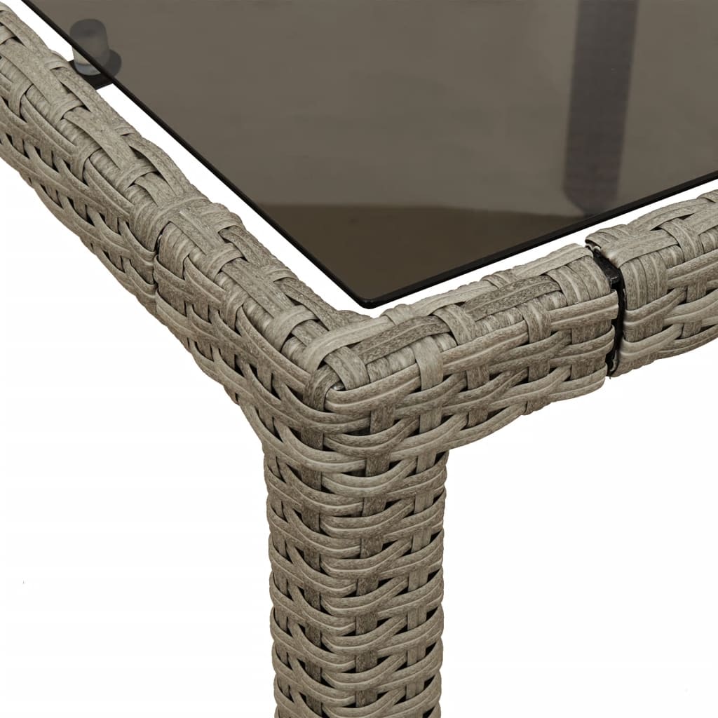 Garden Table with Glass Top Light Grey 190x90x75 cm Poly Rattan