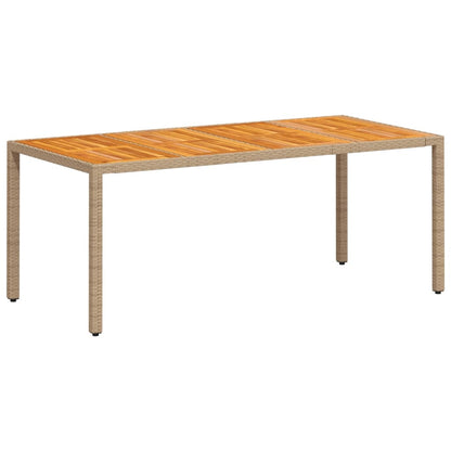 Garden Table Beige 190x90x75 cm Poly Rattan Acacia Wood