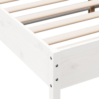 Bed Frame without Mattress White 200x200 cm Solid Wood Pine