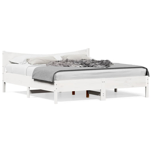 Bed Frame without Mattress White 200x200 cm Solid Wood Pine