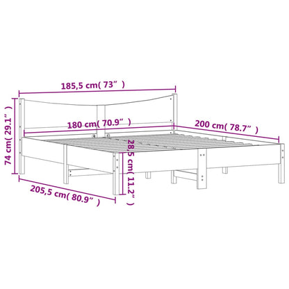 Bed Frame without Mattress White 180x200 cm Super King Solid Wood Pine