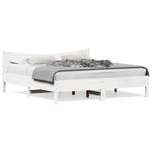 Bed Frame without Mattress White 180x200 cm Super King Solid Wood Pine