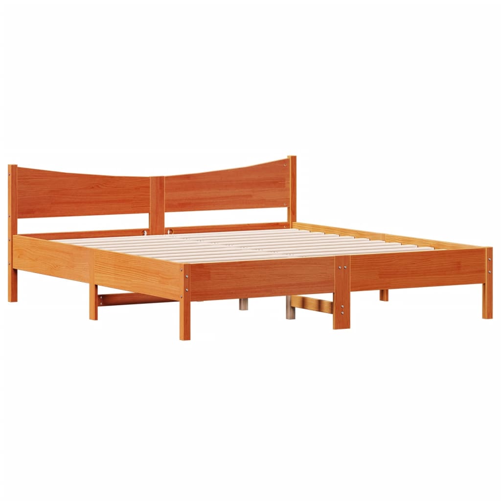 Bed Frame without Mattress Wax Brown 180x200 cm Super King Solid Wood Pine