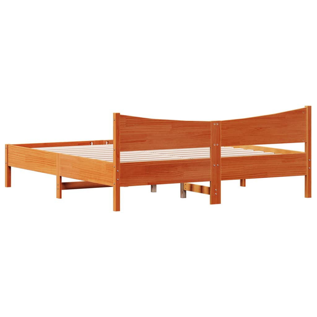 Bed Frame without Mattress Wax Brown 180x200 cm Super King Solid Wood Pine