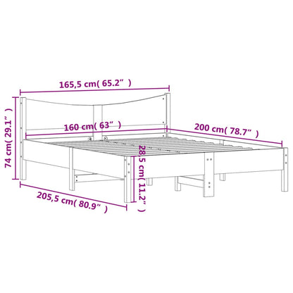 Bed Frame without Mattress 160x200 cm Solid Wood Pine