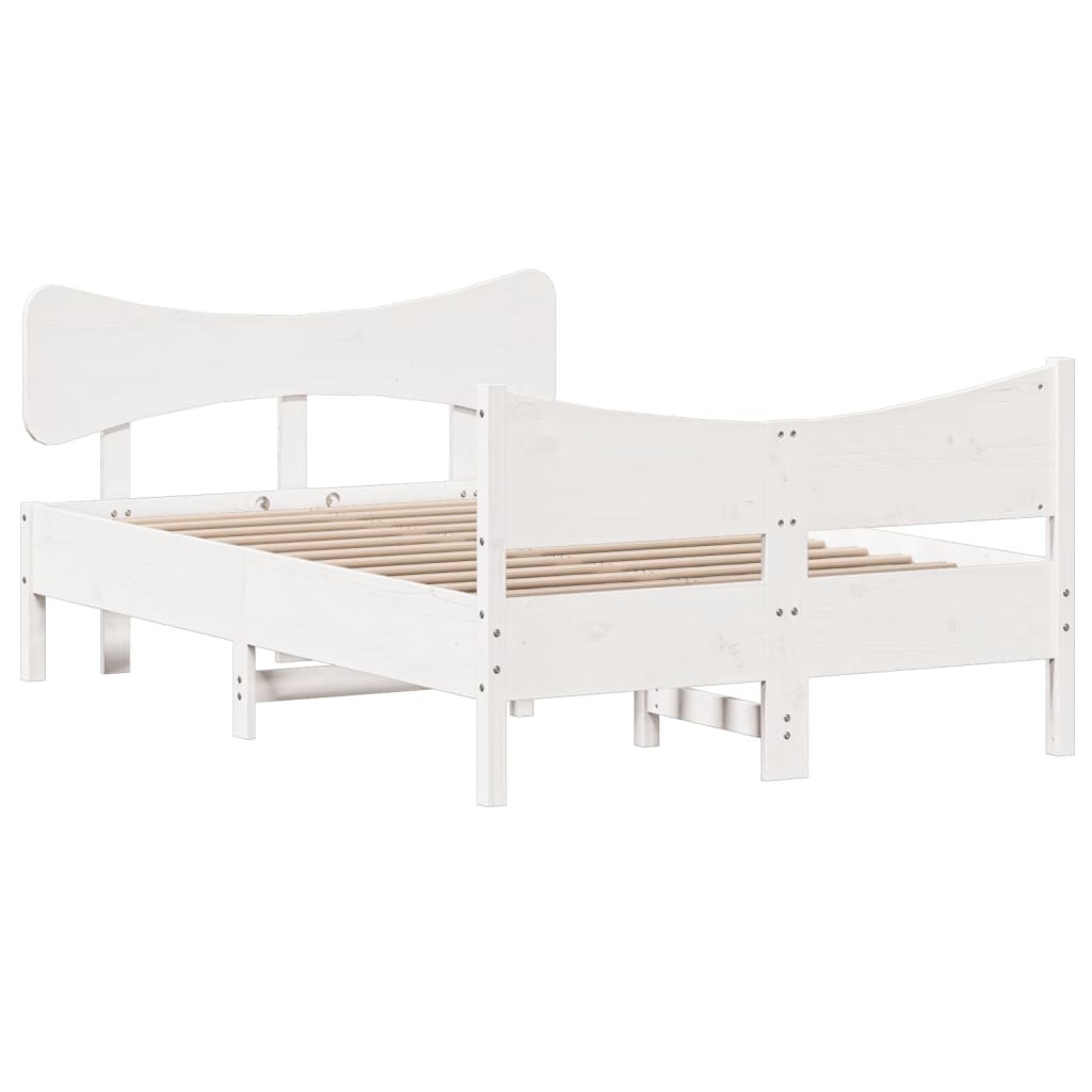 Bed Frame without Mattress White 120x200 cm Solid Wood Pine