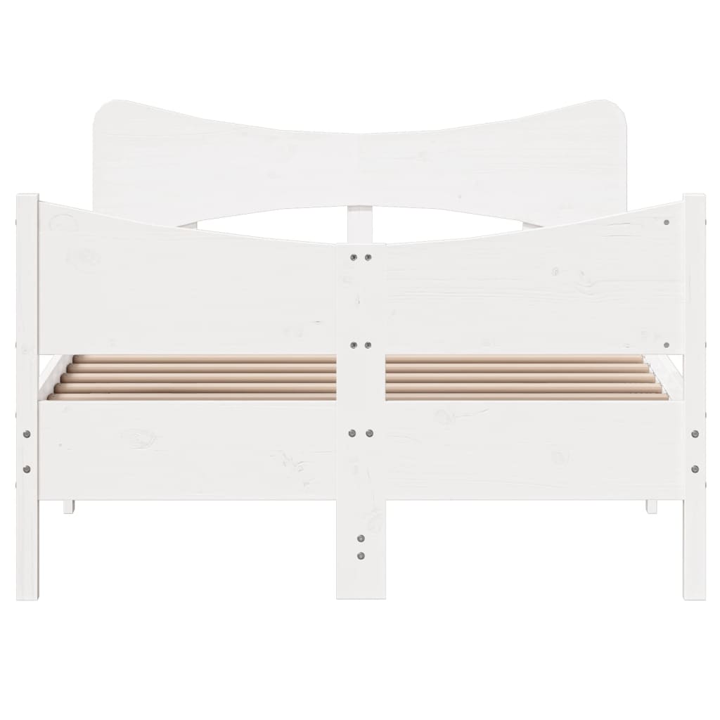 Bed Frame without Mattress White 120x200 cm Solid Wood Pine