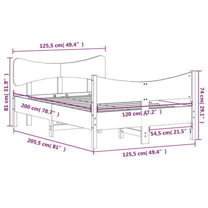 Bed Frame without Mattress White 120x200 cm Solid Wood Pine