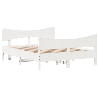 Bed Frame without Mattress White 135x190 cm Double Solid Wood Pine
