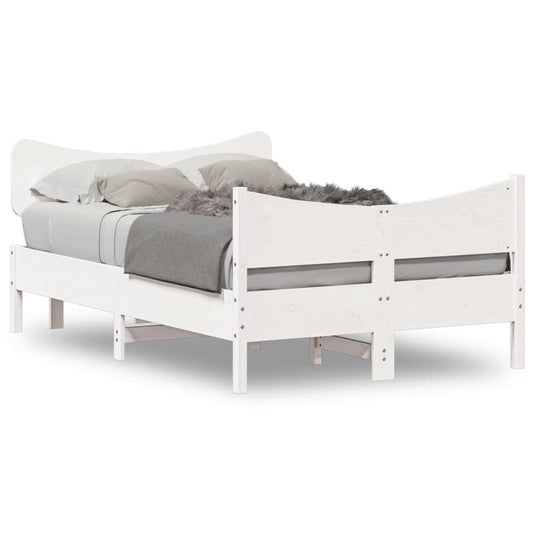 Bed Frame without Mattress White 120x190 cm Small Double Solid Wood Pine