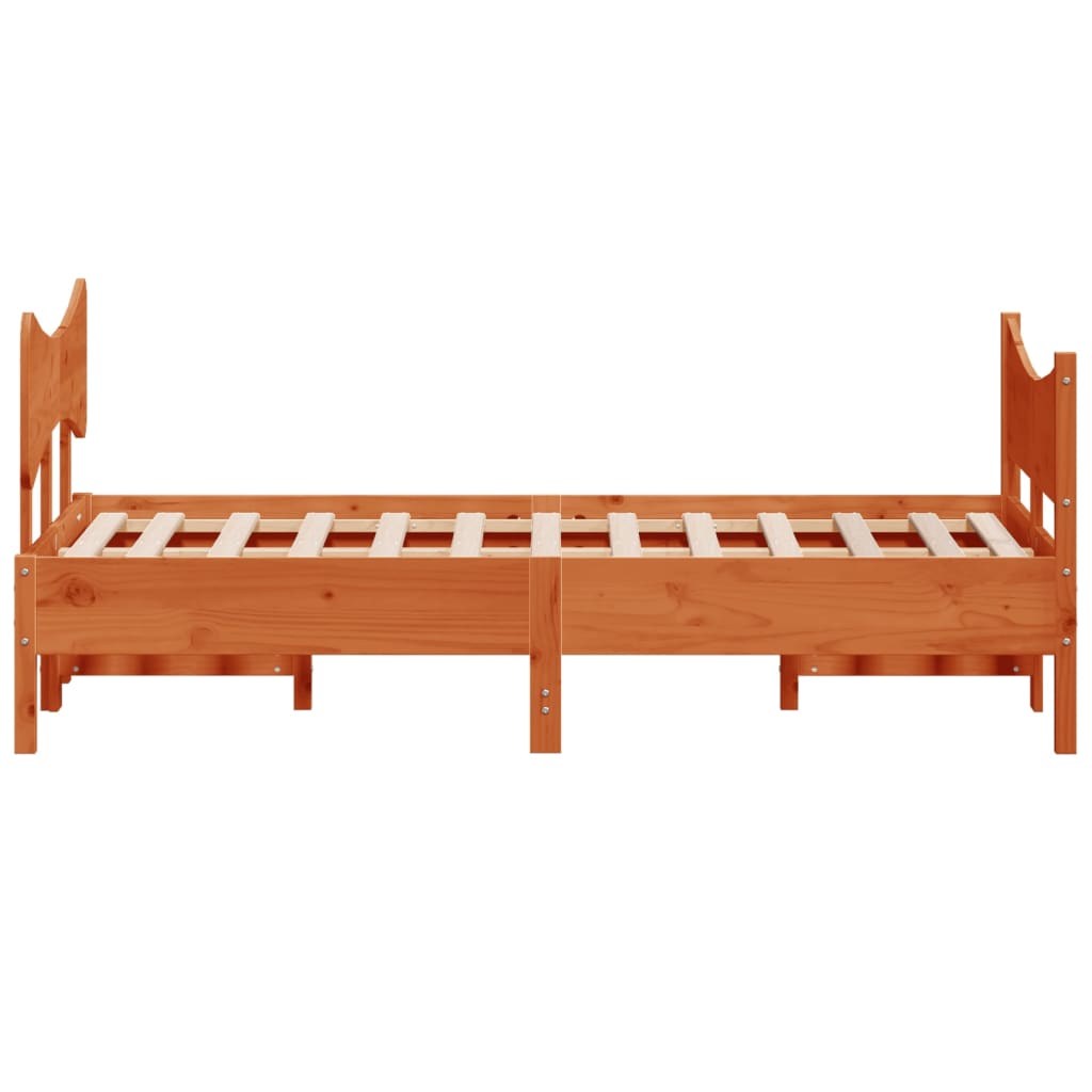 Bed Frame without Mattress Wax Brown 120x190 cm Small Double Solid Wood Pine