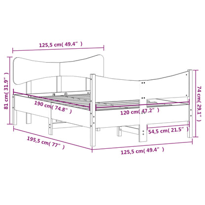 Bed Frame without Mattress Wax Brown 120x190 cm Small Double Solid Wood Pine